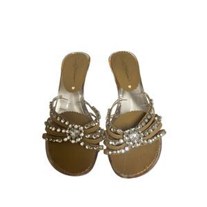 Beverly Feldman shoes clear with rhinestones sz 6-61/2